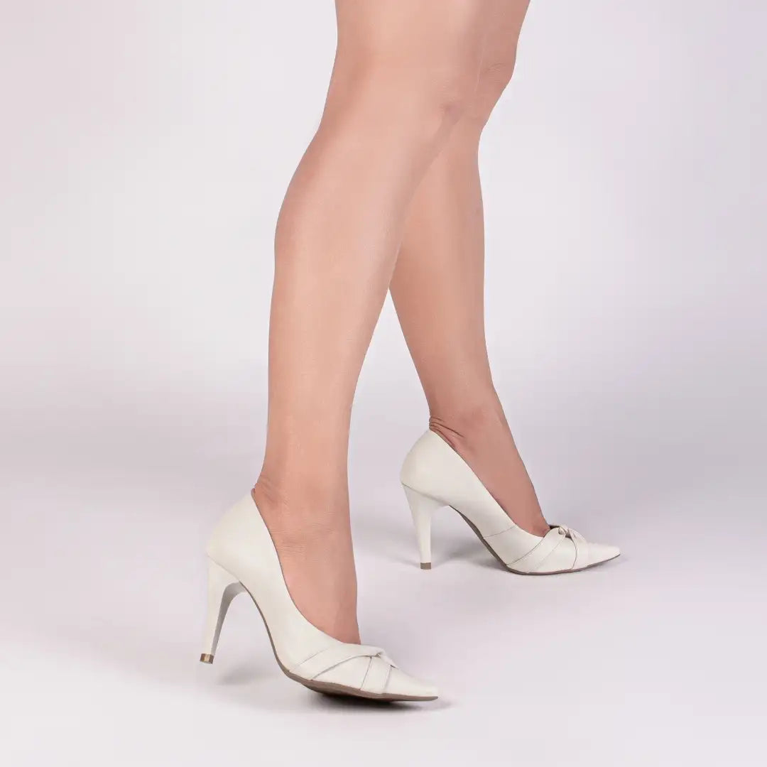 Sapato Scarpin Bico Fino Napa Off White