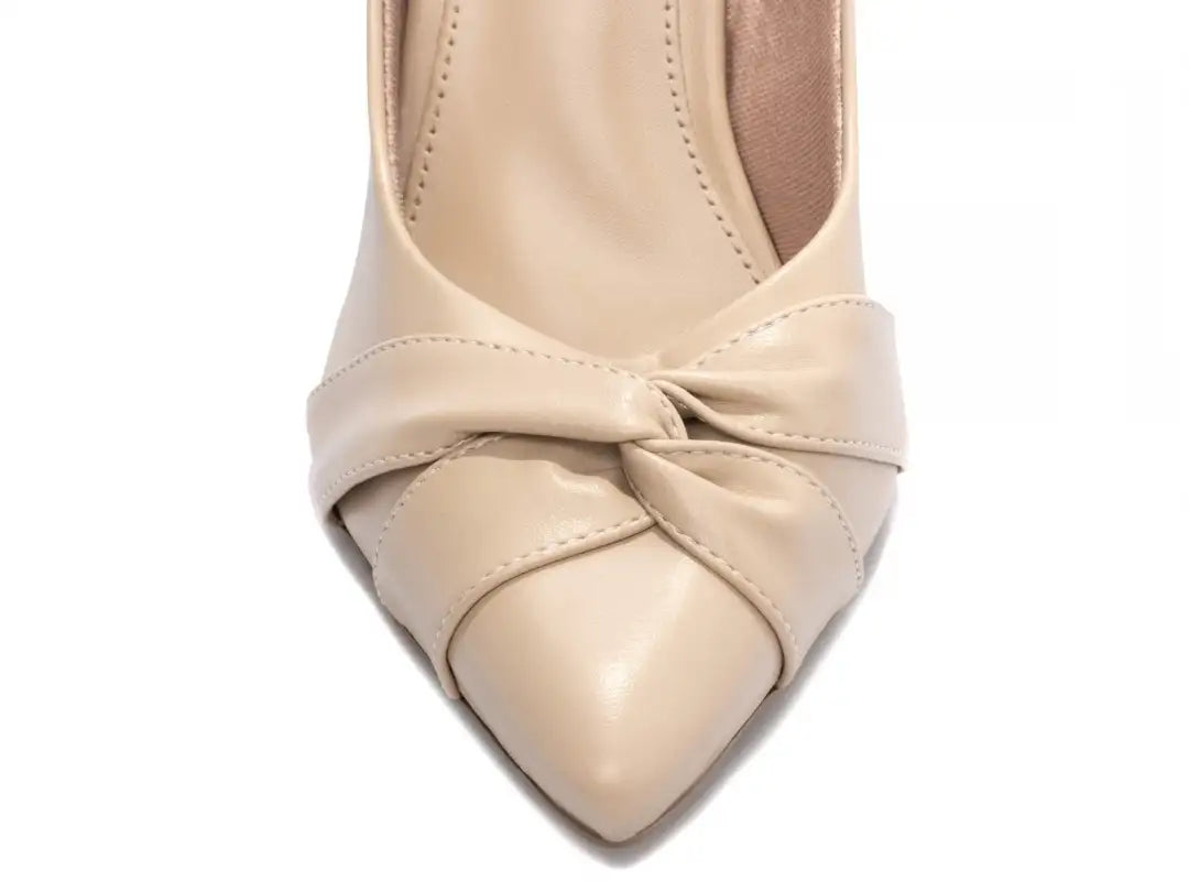 Scarpin Feminino Bege Elegante Bico Fino com Salto 10 cm