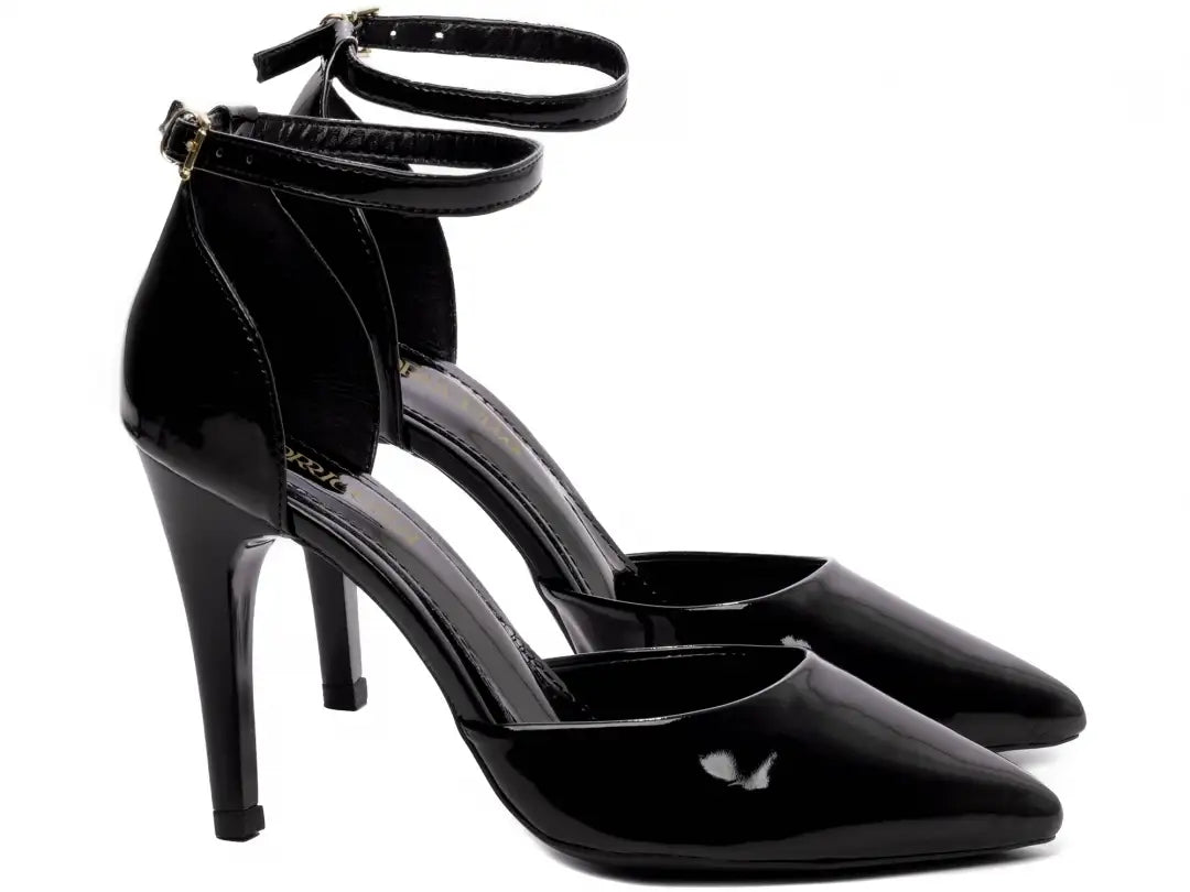 Scarpin Feminino Verniz Preto Elegante com Salto Alto 10 cm
