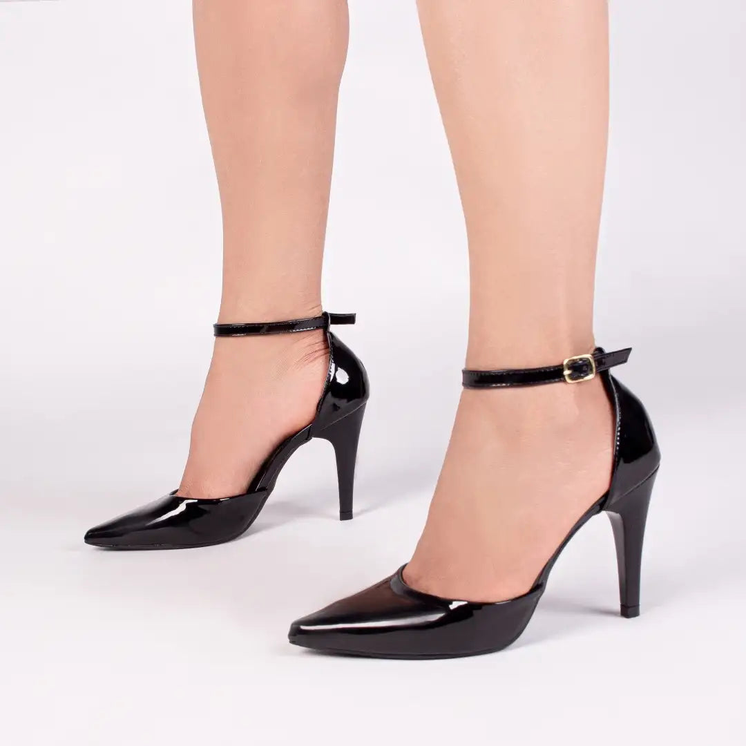 Scarpin Feminino Verniz Preto Elegante com Salto Alto 10 cm