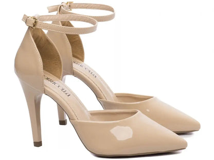 Scarpin Verniz Bege com Salto Fino 10cm