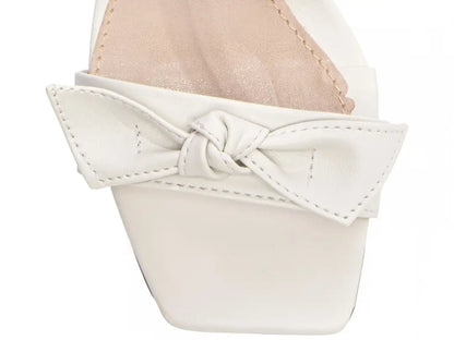 Sandália Feminina Off White com Laço Nó Salto 8,5 cm