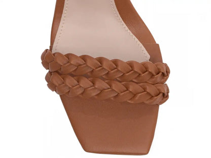Sandália Feminina Napa Caramelo com Tiras Trançadas Salto 8,5 cm