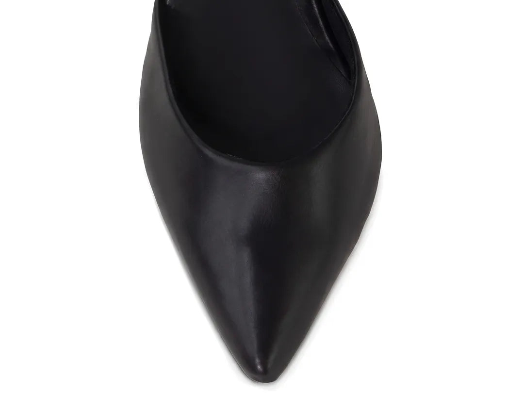 Scarpin Feminino Preto Tira Cruzada Salto Grosso