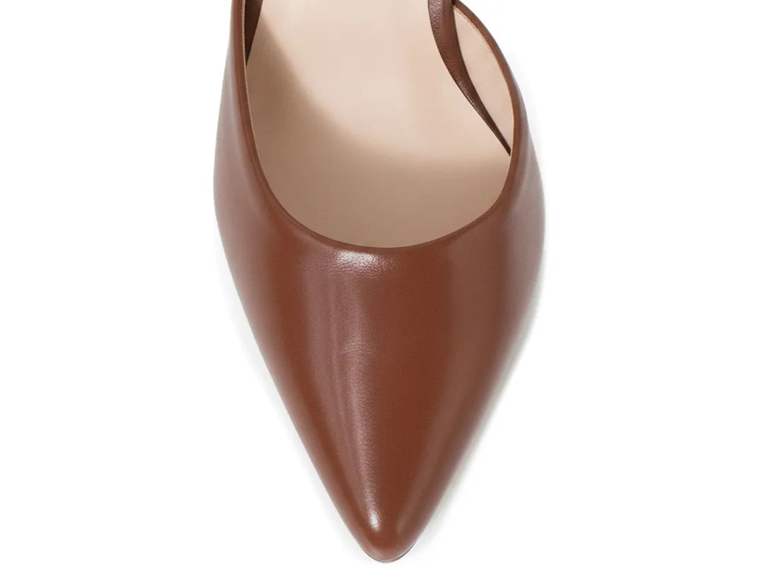 Scarpin Feminino Caramelo Tira Cruzada Salto Grosso