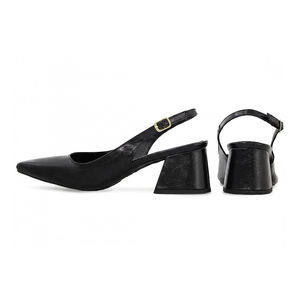 Sapato Scarpin Slingback Preto Salto Bloco 6cm