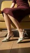 Scarpin Torricella Verde e Off White - Salto Fino 6cm Luxo