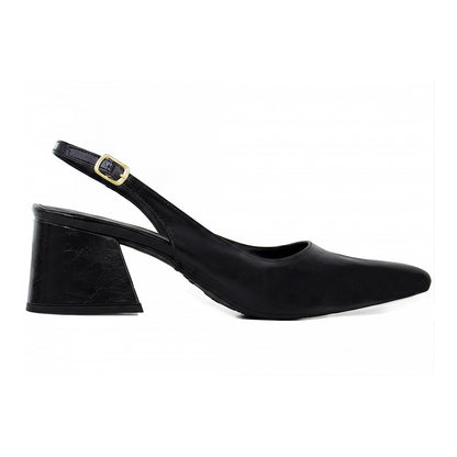 Sapato Scarpin Slingback Preto Salto Bloco 6cm