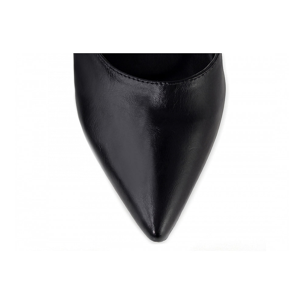 Sapato Scarpin Slingback Preto Salto Bloco 6cm