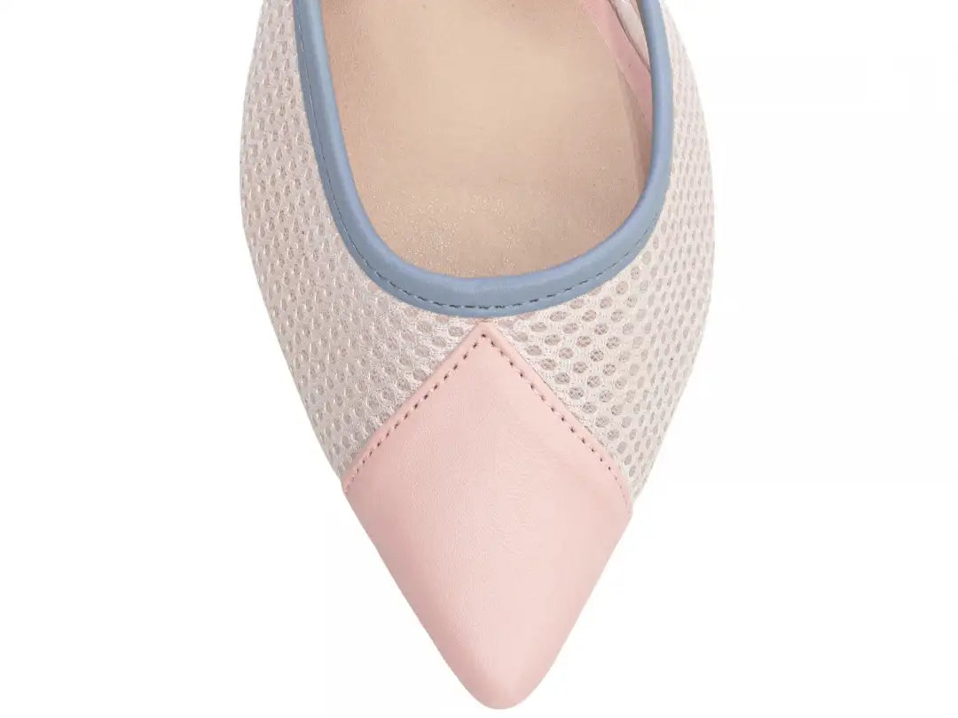 Scarpin Torricella Napa Azul, Rosa e Branco – Salto 9cm | Hyly Prime