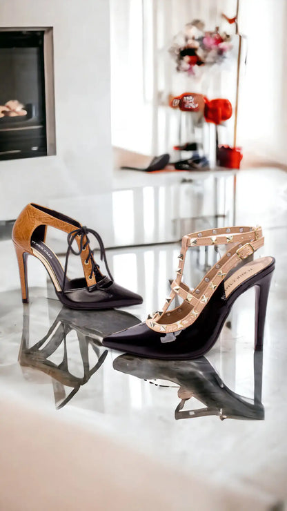 Sapato Scarpin Verniz Preto e Bege – Torricella | Hyly Prime